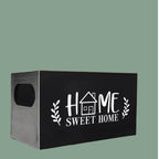 Home Sweet Home Wooden Storage Box, Black Organizer with Compartments