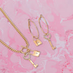 Key to Desire. Vintage Inspired Lock & Key Necklace & Earrings Set